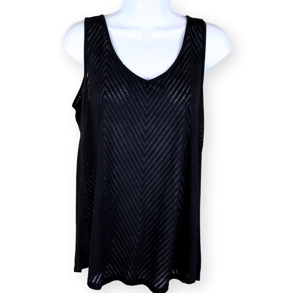 Lilla P Black Sleeveless Geometric Tank Top M